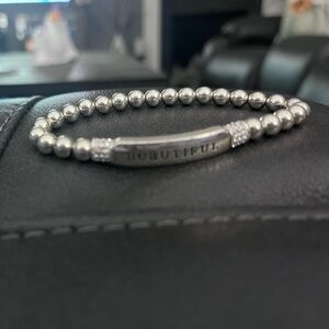 Brighton “Beautiful” Silver Beaded Bracelet slightly worn